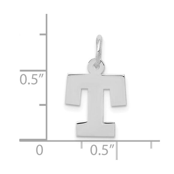 10k White Gold Small Block Initial T Charm - Picture 2 of 4